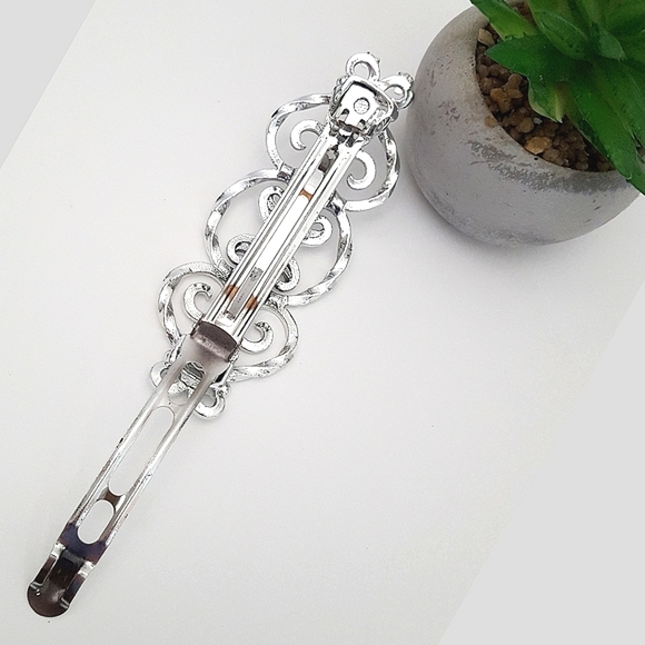 LOT OF X2 Hair Clips💝Multicolor Glass Beaded Hair Clip| Silver Barrettes - Picture 11 of 13